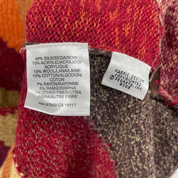 SIGRID OLSEN Sweater Womens PL Petite Colorblock Shawl Wool Blend Cardigan Red - Picture 10 of 14